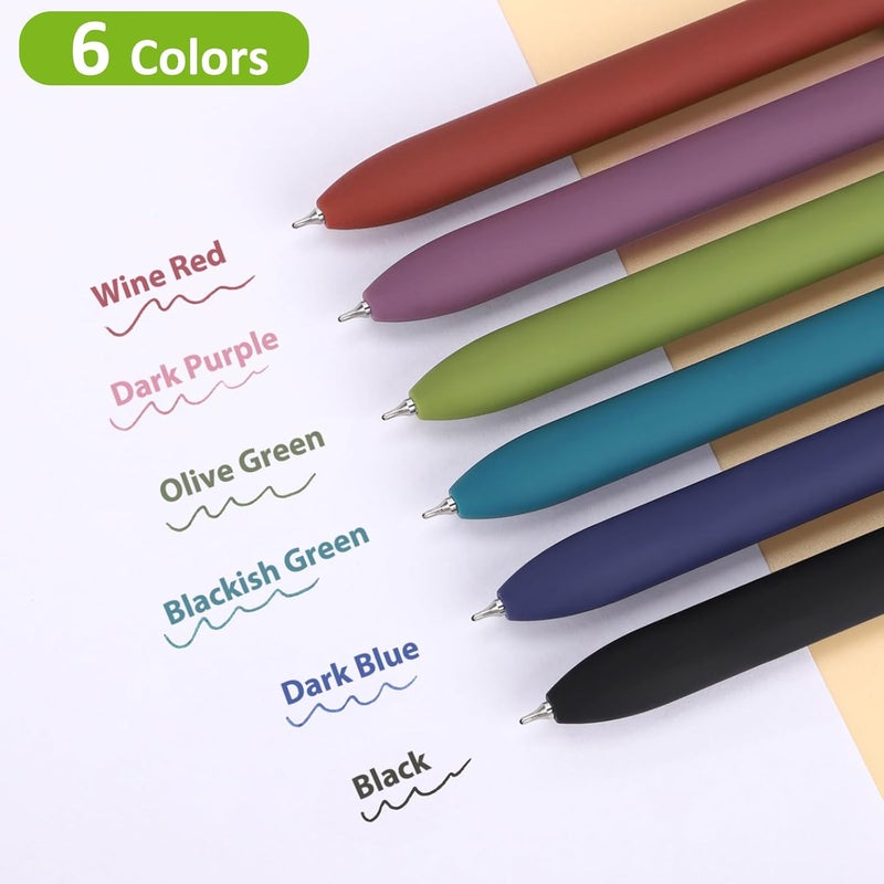 FIOVER Colored Pens, 6 Pack Colorful Gel Pens, Quick-Dry 0.7mm Medium Point for Journaling, Note Taking, Doodling, Aesthetic Office School Supplies, Gifts for Women Men(6PCS Vintage Colorful) - Image 4